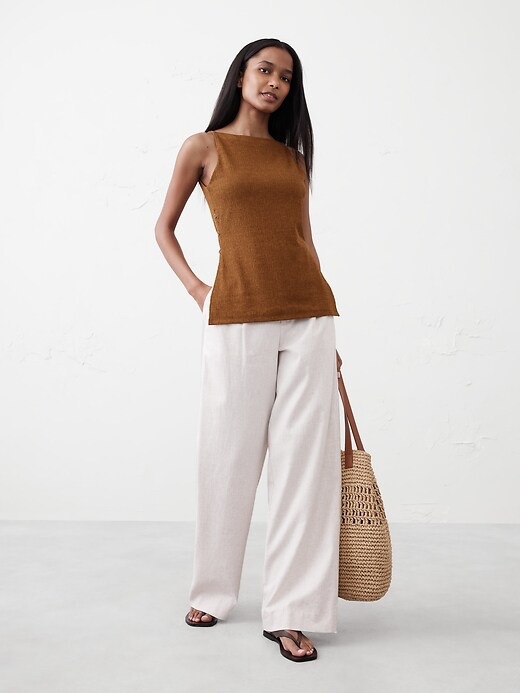 Banana Republic StraightNeck Crepe Jacquard Top Whipped Mousse Medium Blouse